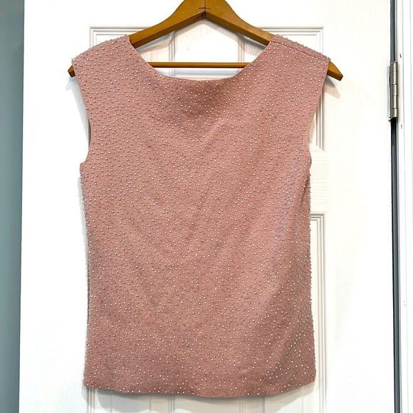 NWT Ann Taylor beaded sleeveless shell dusty pink Medium - Picture 1 of 4